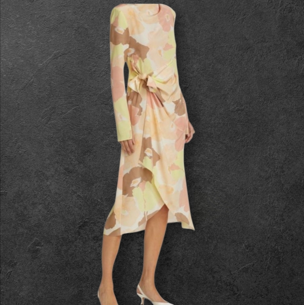 St.John Watercolor Flotal SILK Dress, Retail $1495 New With Tags! Size 14